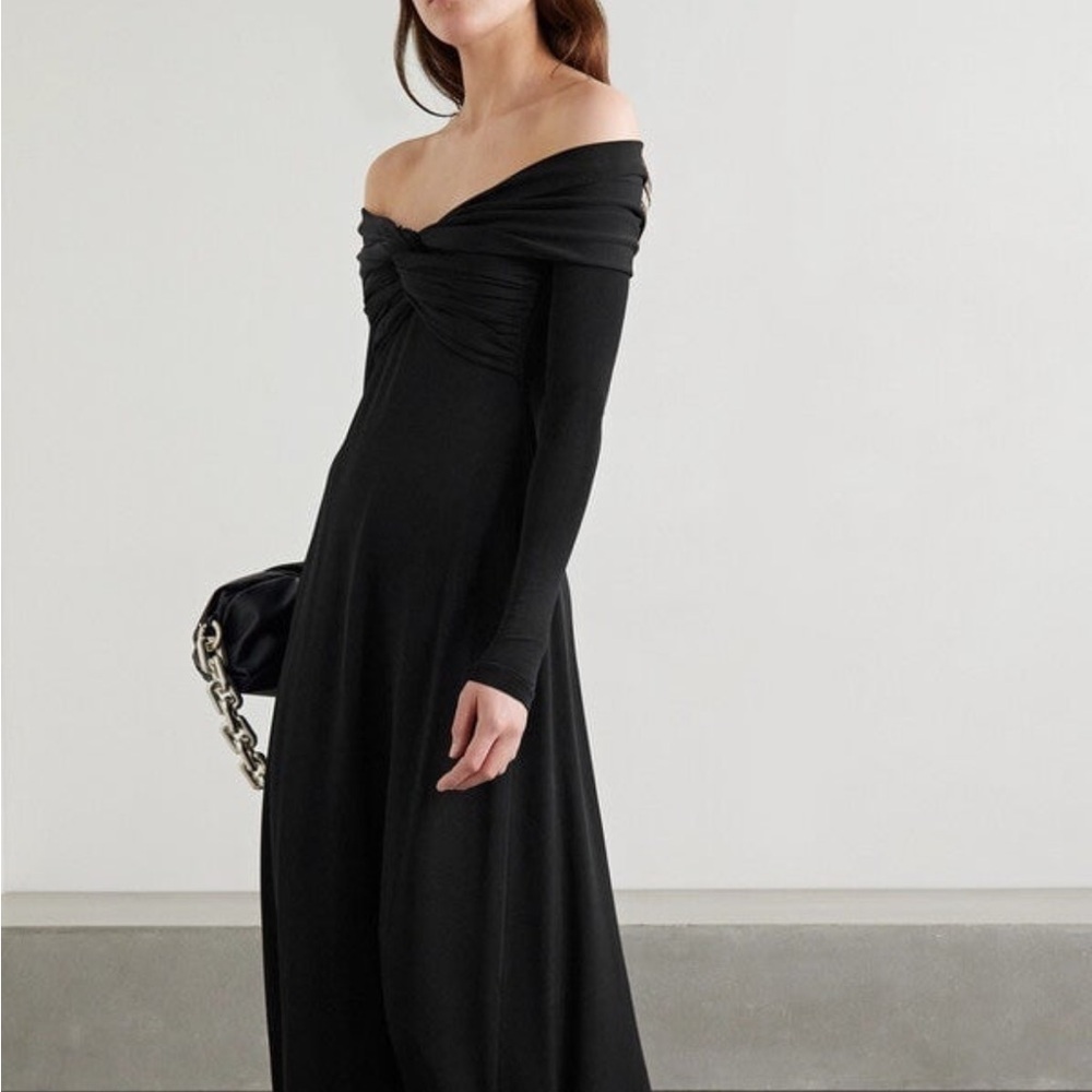 KHAITE Cerna off-shoulder midi dress